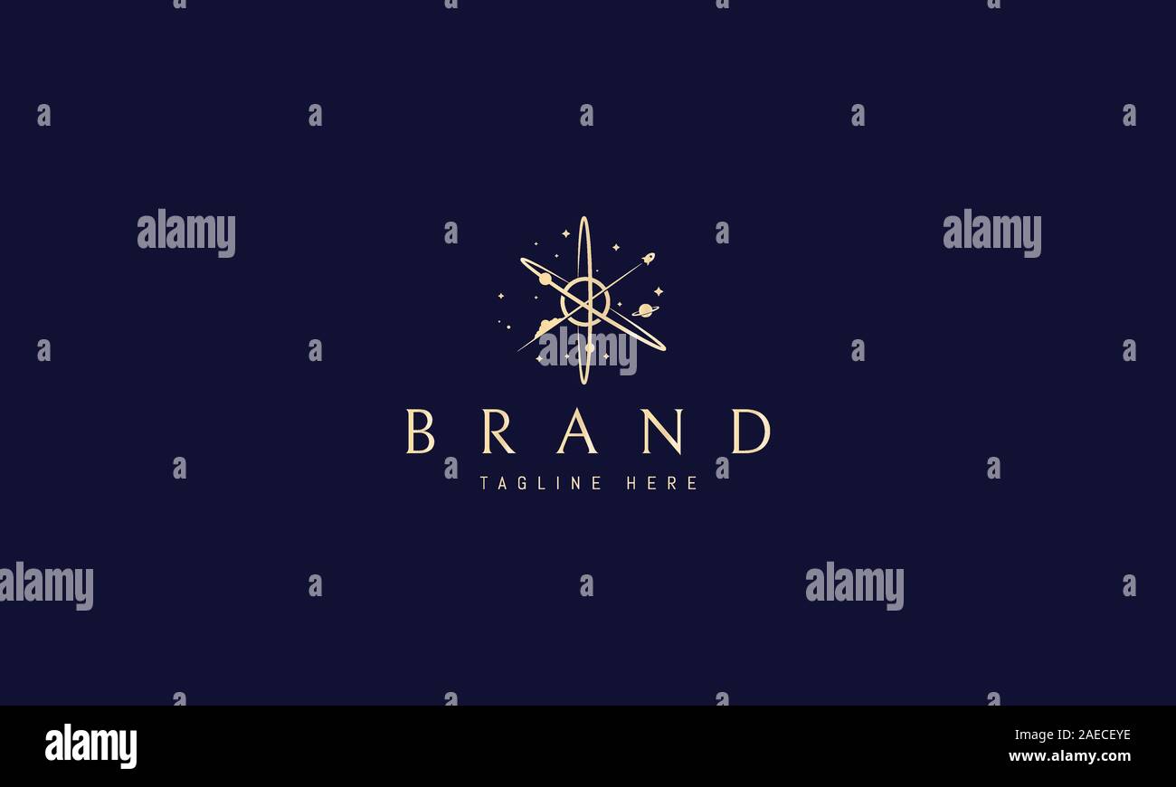 Logo golden Vecteur sur lequel une image abstraite de l'univers. Illustration de Vecteur