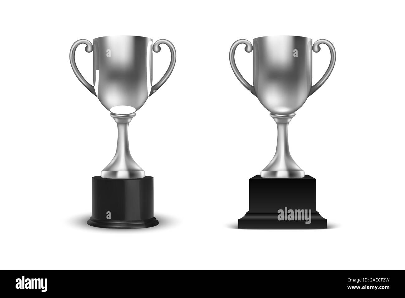 3D de vecteur d'argent vierge gagnant Champion Cup Icon Set libre libre isolé sur fond blanc. Modèle de conception de trophée du championnat. Sport Illustration de Vecteur