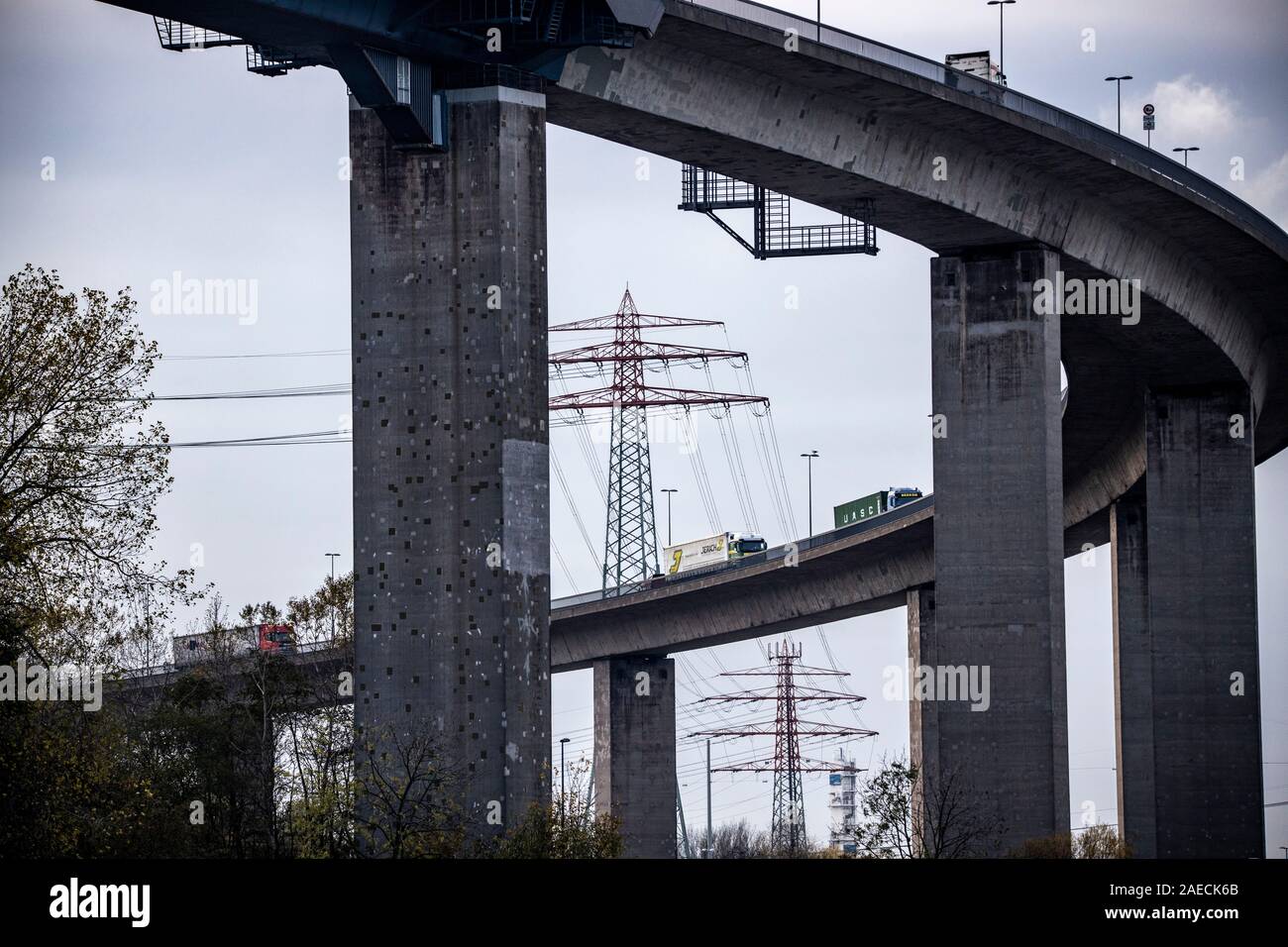 Hambourg, port, Elbe, KšhlbrandbrŸcke, chariot sur le pont rampe, Banque D'Images