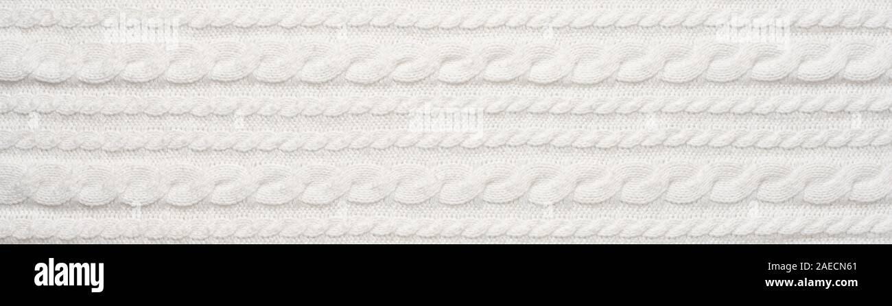 Tricot blanc Arrière-plan. La texture de laine Close Up Banque D'Images