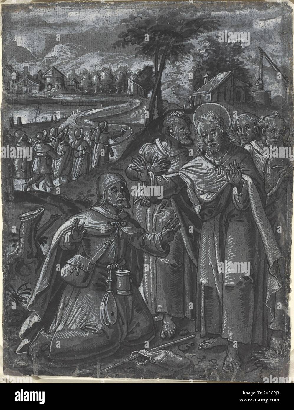 Contestant le Christ avec les médecins [recto] ; années 1600 allemand date du 16ème siècle, le Christ avec les médecins en litige (recto), c 1600 Banque D'Images