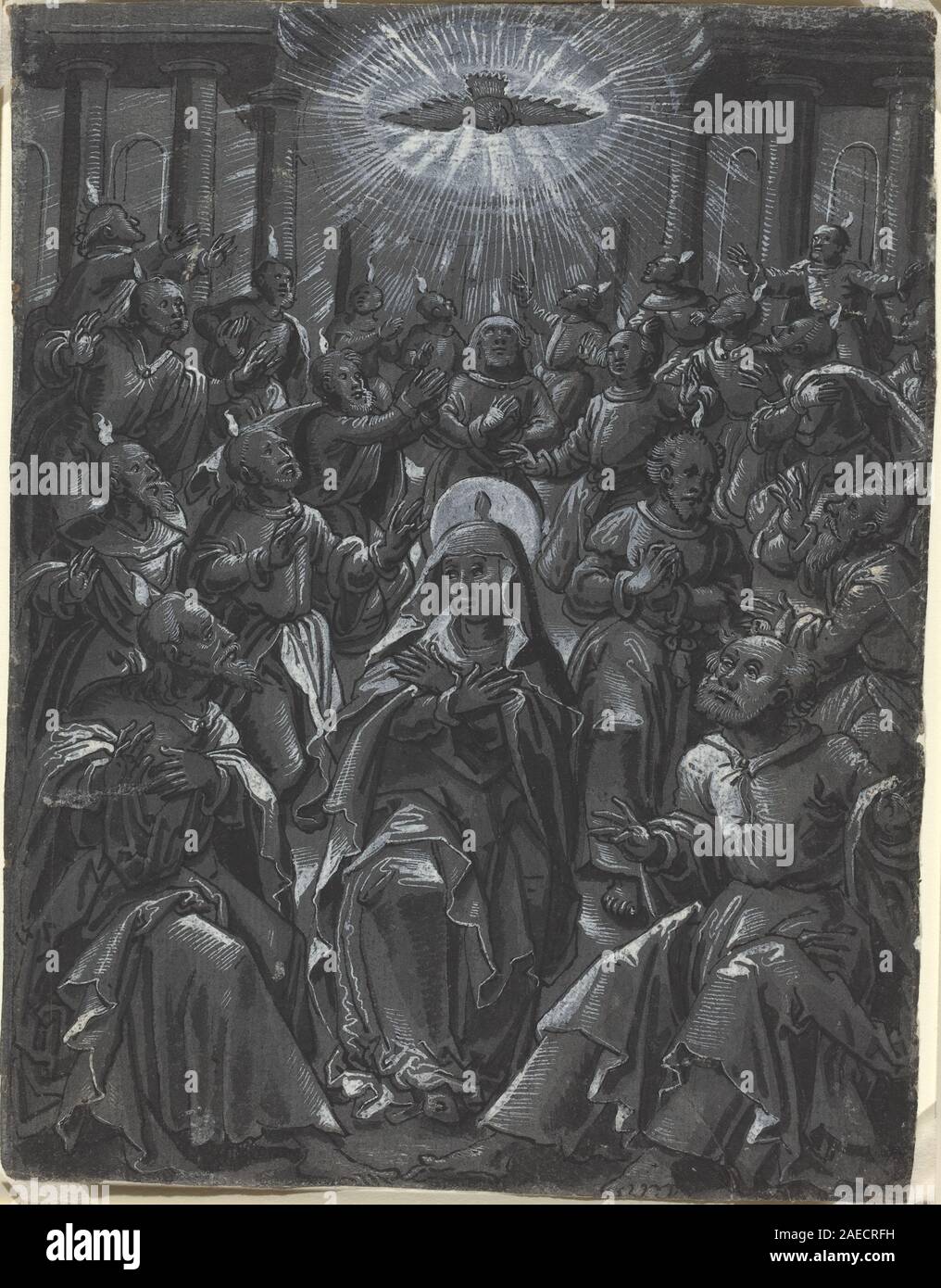 La Pentecôte [recto] ; années 1600 allemand date du 16ème siècle, la Pentecôte (recto), c 1600 Banque D'Images