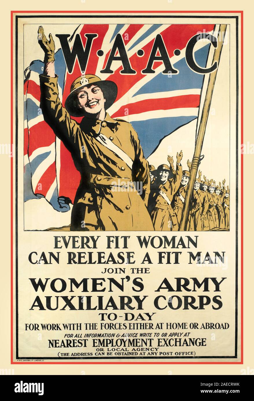 WAAC WW1 Vintage 1915 World War 1 Femme de propagande armée Femme WAAC Affiche de recrutement - Chaque femme peut mettre en place un communiqué de mettre en place l'homme. Women's Army Corps auxiliaires.(Thames & Hudson) Première Guerre Mondiale La Grande Bretagne UK Banque D'Images