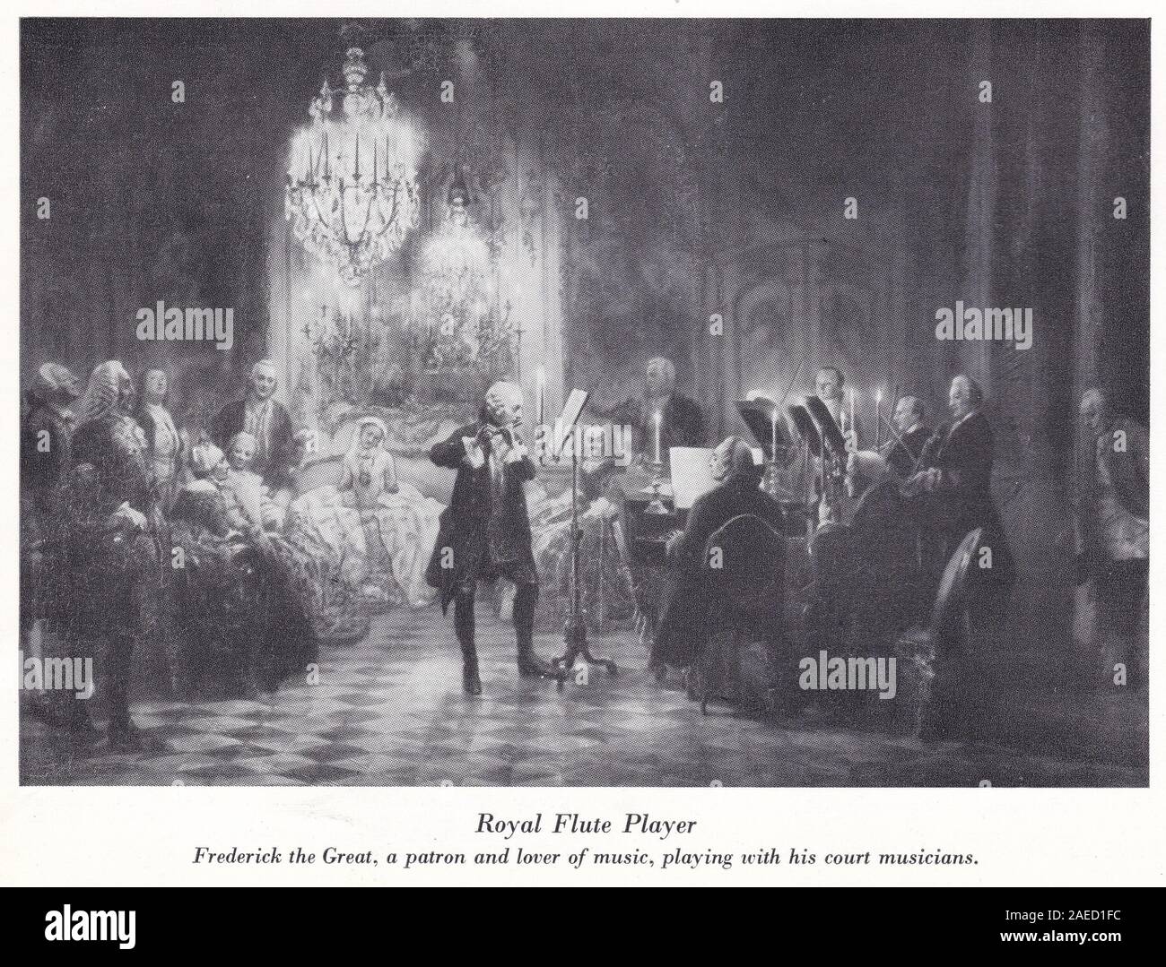'Royal Flute Player' - Frédéric le Grand, jouer avec ses musiciens de la cour. Concert de flûte "dans "sanssouci" par Adolph von Menzel. Banque D'Images