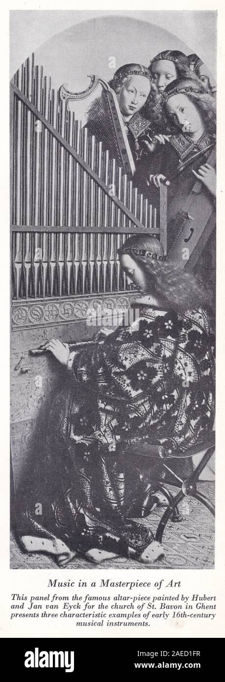 Bord de la célèbre "Le Retable de Gand' peint par Hubert et Jan van Eyck pour l'église de saint Bavon à Gand Banque D'Images