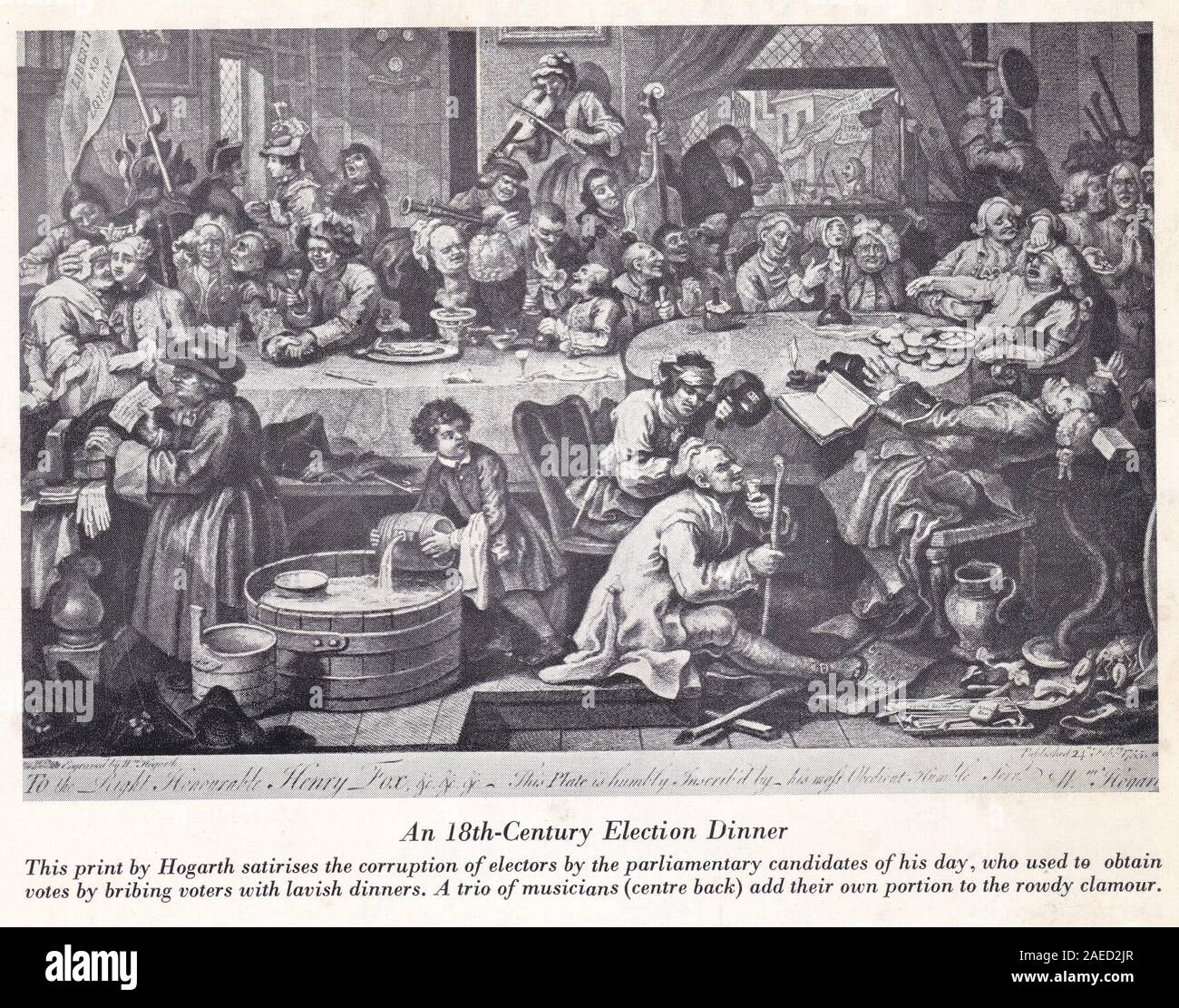 "Une élection du 18ème siècle le dîner' par William Hogarth. Banque D'Images