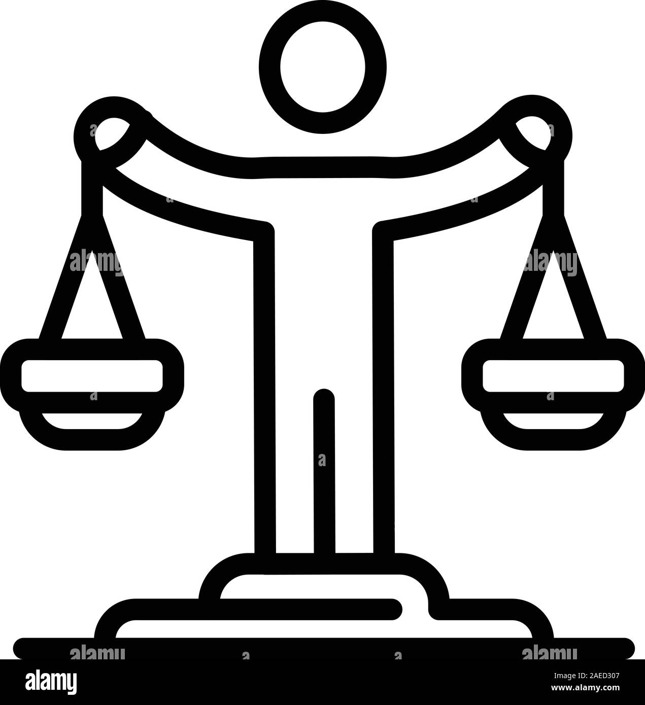 L'équilibre de l'homme, la justice l'icône style du contour Illustration de Vecteur