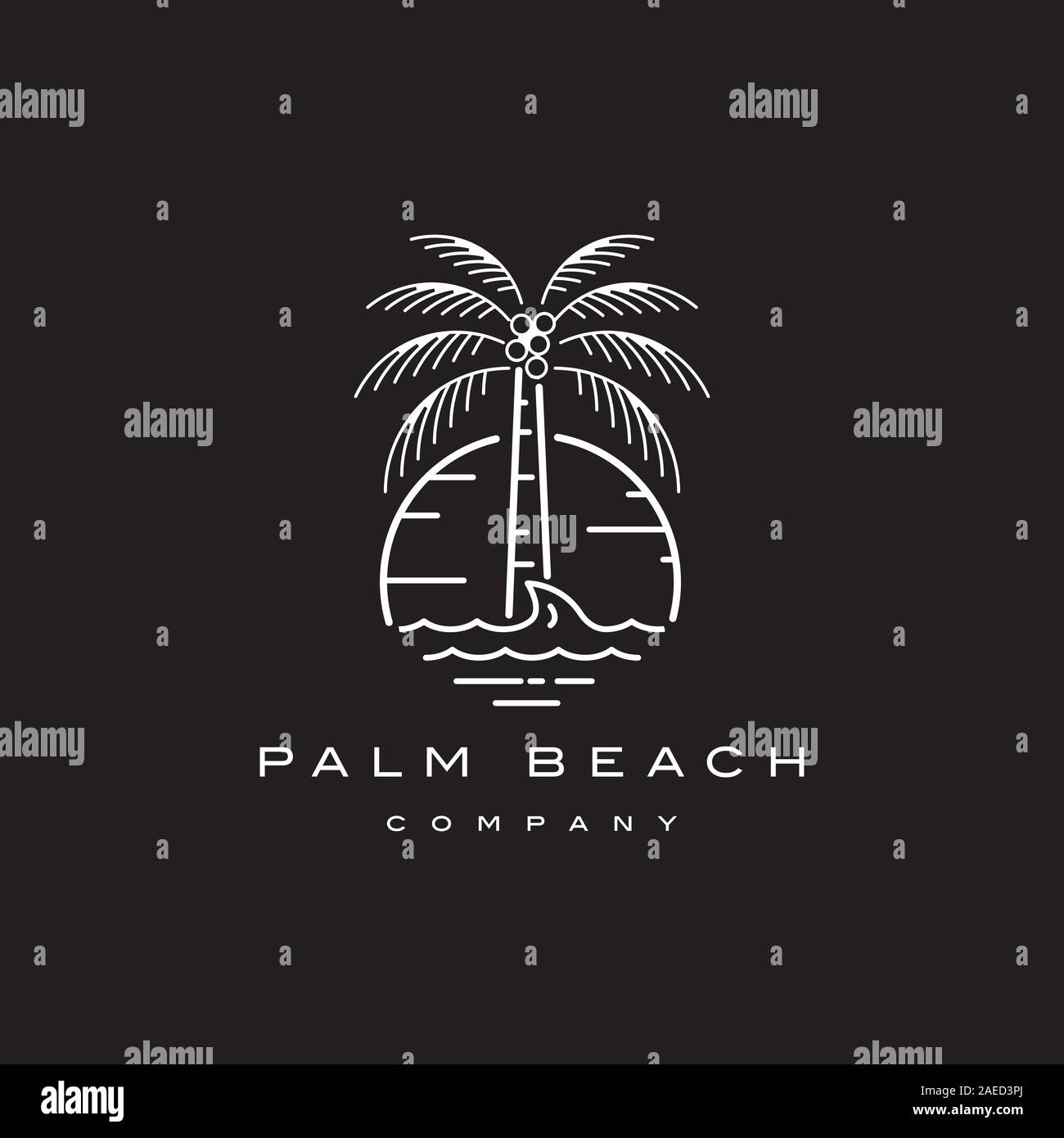 Palmier sur la plage au coucher du soleil illustration modèle de conception de logo Illustration de Vecteur