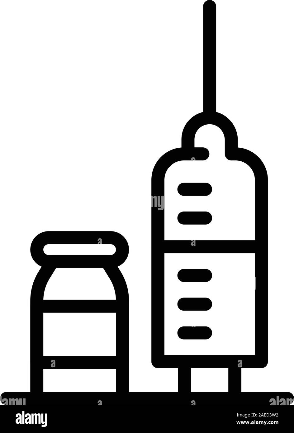 Icône ampoule seringue style du contour, Illustration de Vecteur