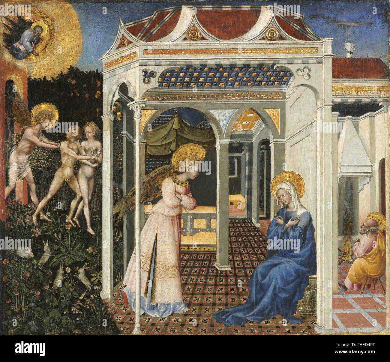 Giovanni di Paolo, l'Annonciation et l'expulsion du paradis, c 1435 l'Annonciation et l'expulsion du paradis ; années 1435 date Banque D'Images