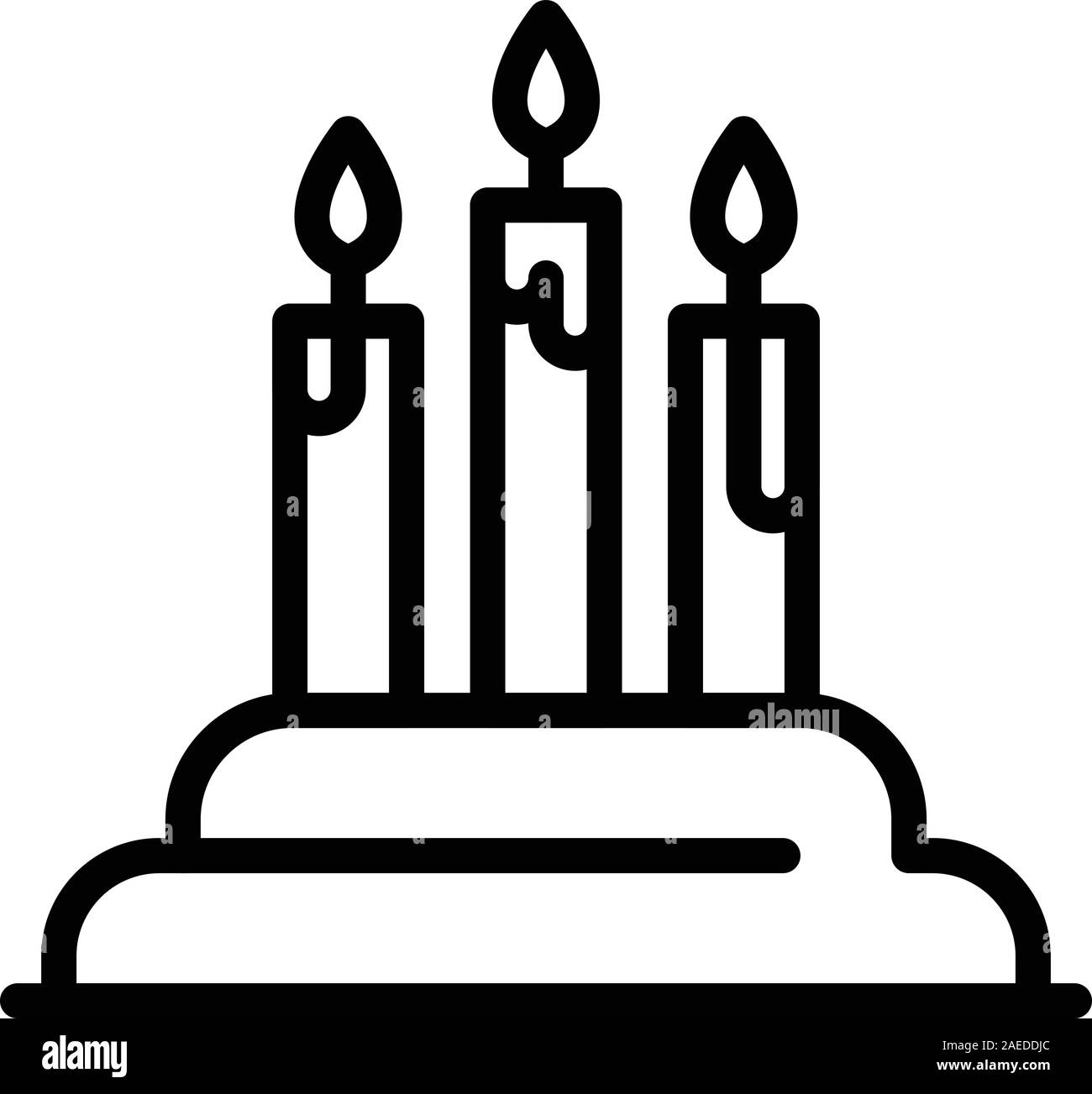 Gâteau d'anniversaire avec des bougies, l'icône de style contour Illustration de Vecteur