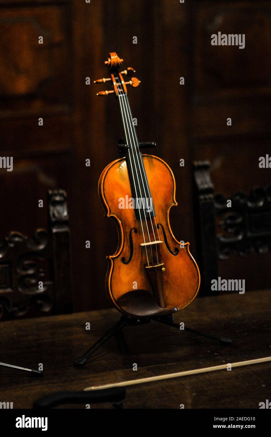 Violin Maker at work Banque D'Images