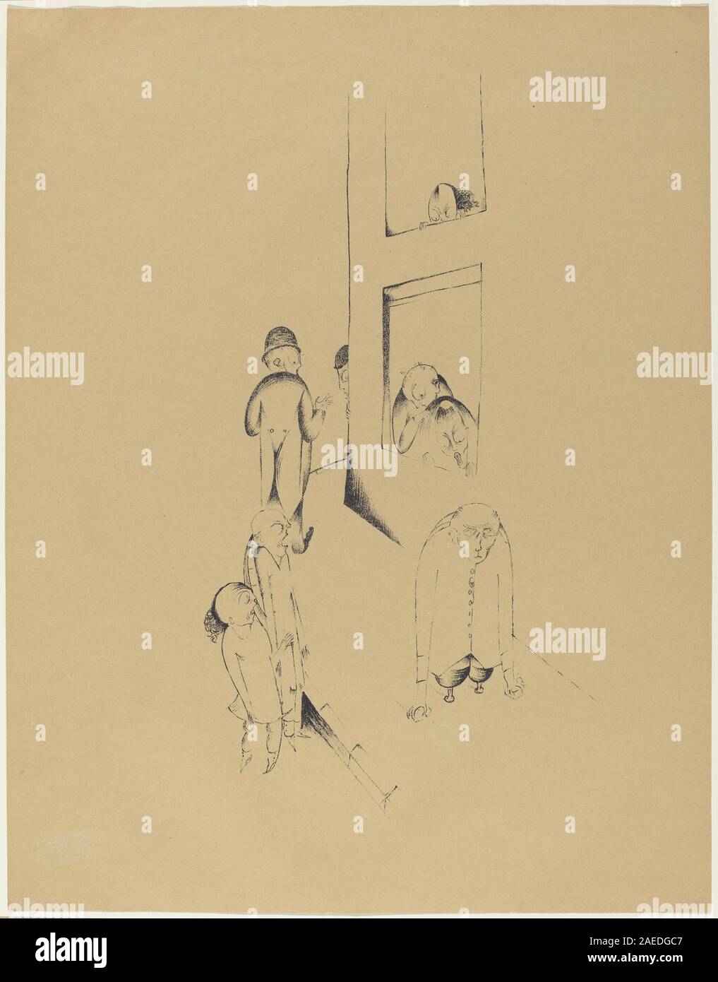 Une œuvre de 1920 de Heinrich Hoerle intitulée Der Immerwährendeschmerz (douleur perpétuelle), représentant des figures humaines abstraites véhiculant l'angoisse émotionnelle, reflétant l'allemand après la première Guerre mondiale Banque D'Images