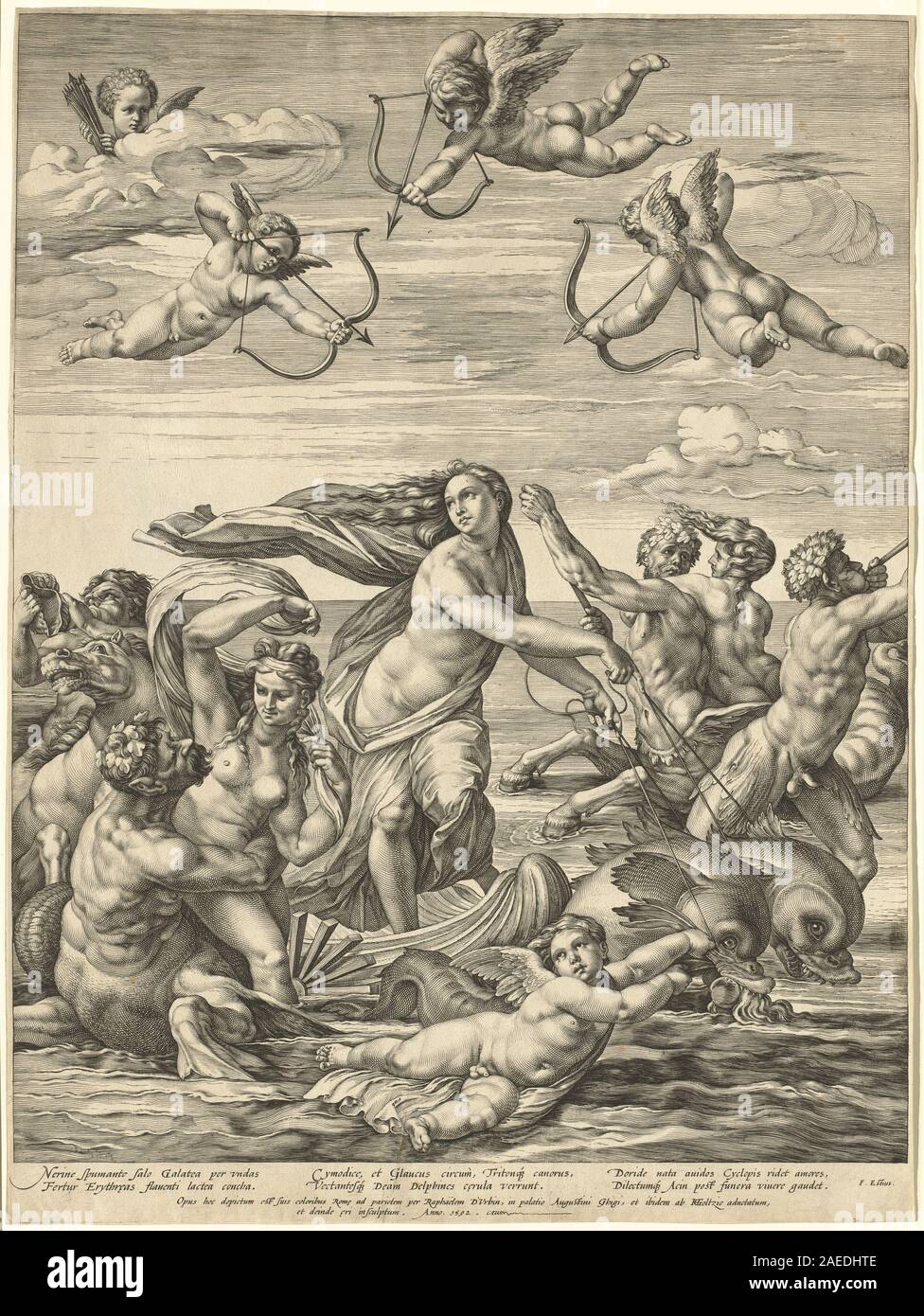 Hendrick Goltzius après Raphael, Le Triomphe de Galatée, 1592 Le Triomphe de Galatée ; 1592date Banque D'Images
