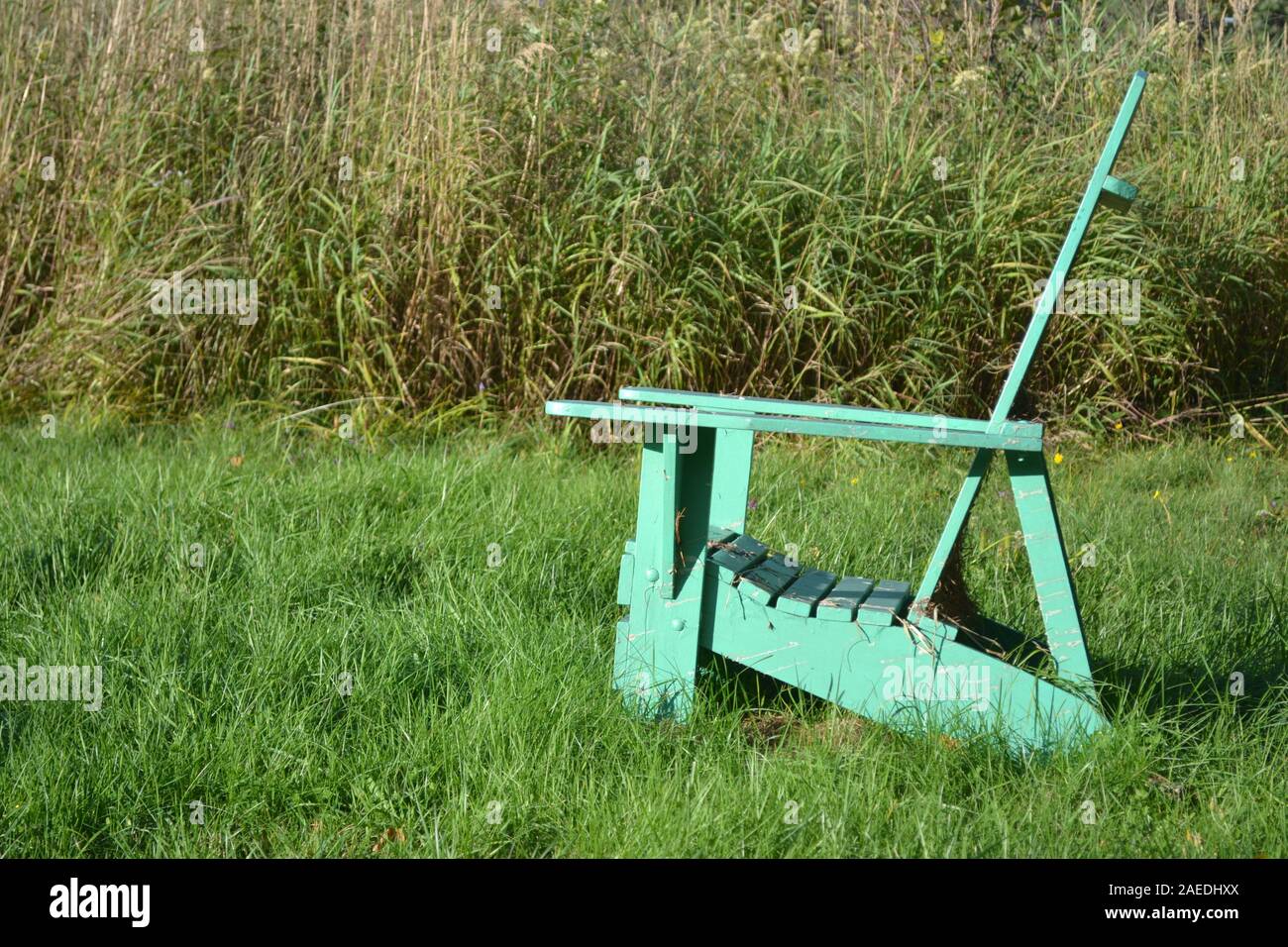 Green fauteuil Muskoka dans le champ Banque D'Images