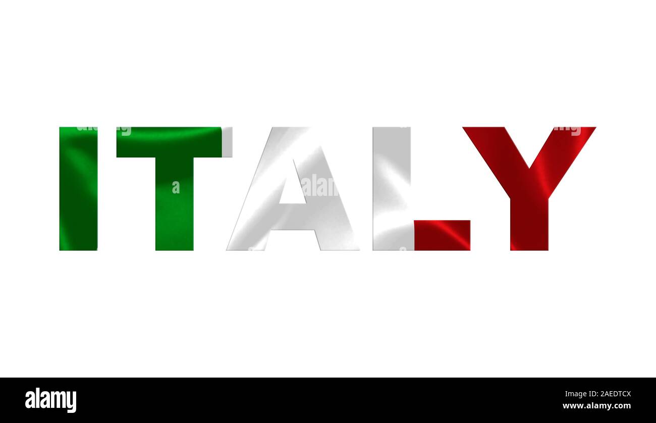 'Italie' Art sur le lettrage drapeau italien. Banque D'Images