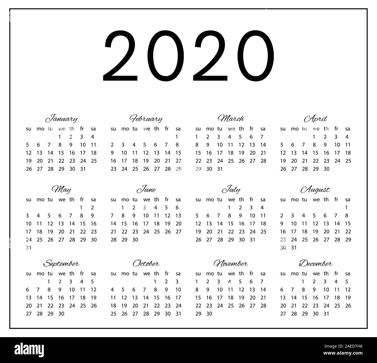 Kalender 2020 Banque de photographies et d’images à haute résolution ...