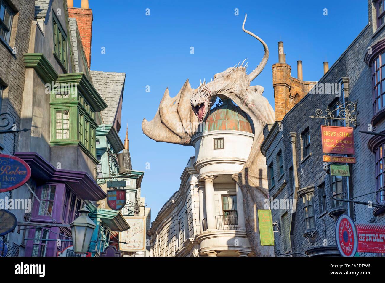 Dragon de feu de Gringotts, Chemin de Traverse, Wizarding World of Harry Potter, le complexe Universal Studios Orlando, Floride, USA Banque D'Images