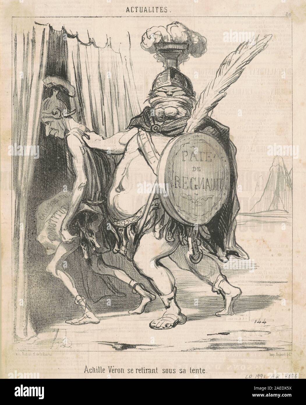 Honoré Daumier, Joseph Vèron se retirant sous sa tente, 19e siècle Joseph Vèron se retirant sous sa tente ; date du 19e siècle Banque D'Images