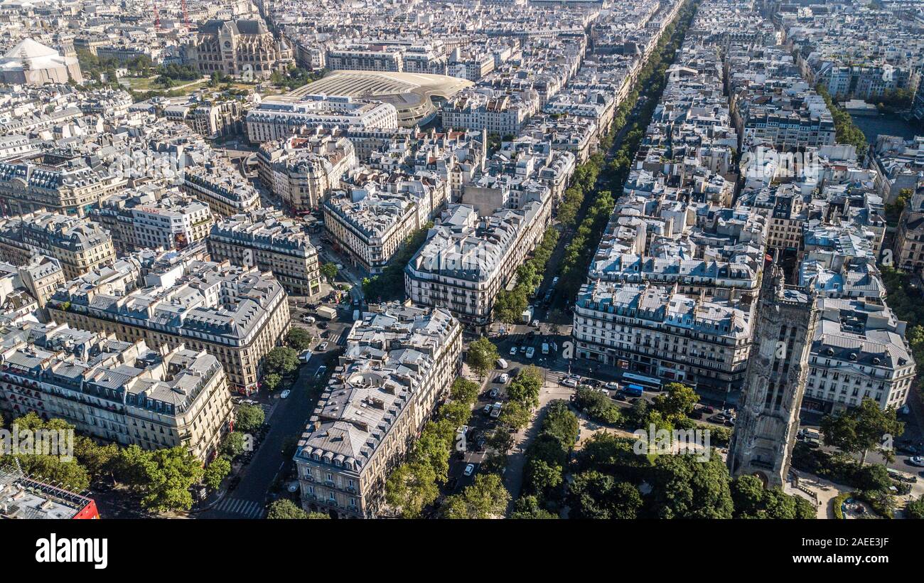 Vue aérienne de Paris, France Banque D'Images
