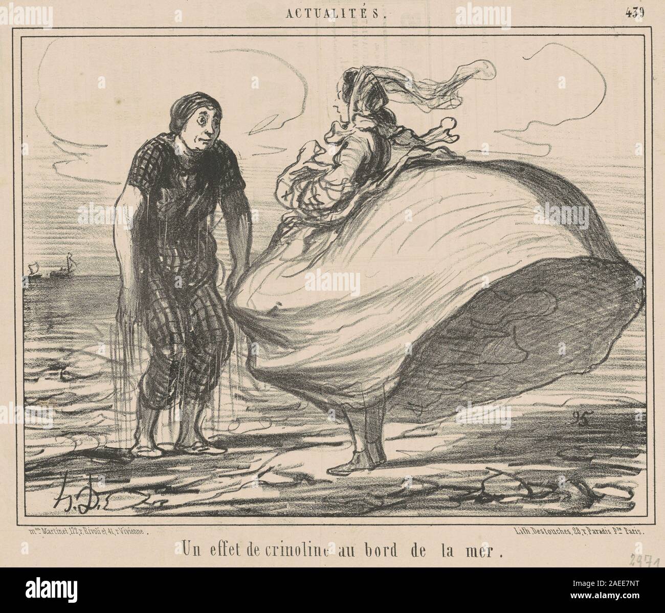 Honoré Daumier, un effet de crinoline au bord de la mer, 19e siècle, un effet de crinoline au bord de la mer, date du 19e siècle Banque D'Images