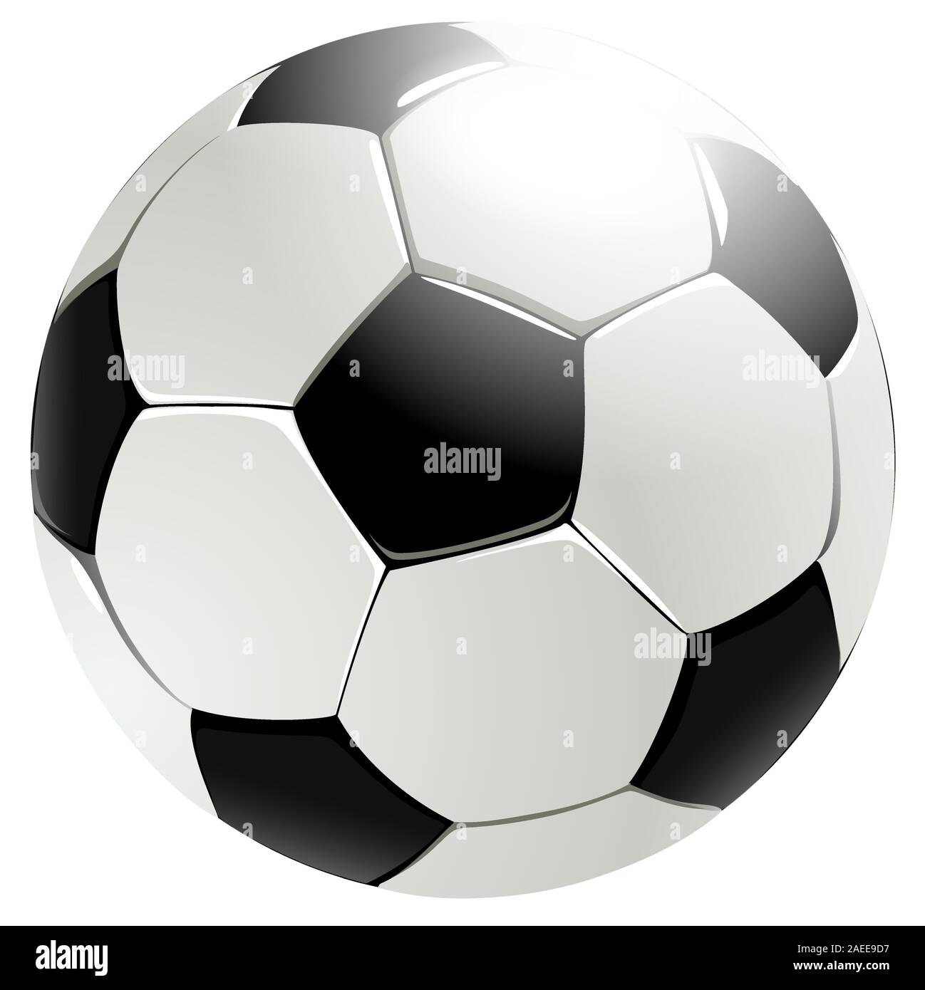 Ballon de football réaliste brillant, design classique Illustration de Vecteur