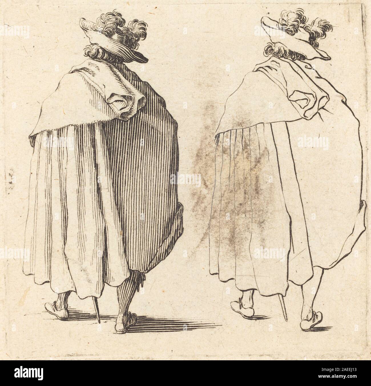 Jacques Callot, l'homme en cape, vu de dos, 1617 et 1621 l'homme à Cape, vus de derrière ; 1617 et 1621 Banque D'Images