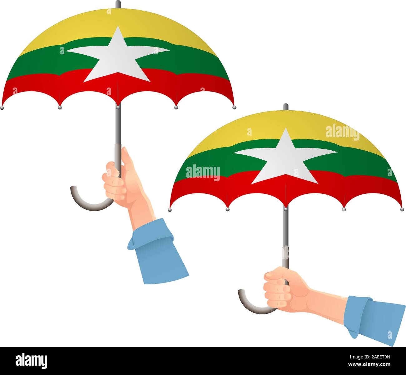 Parapluie drapeau du Myanmar. Concept de sécurité sociale. Drapeau national du Myanmar vector illustration Illustration de Vecteur