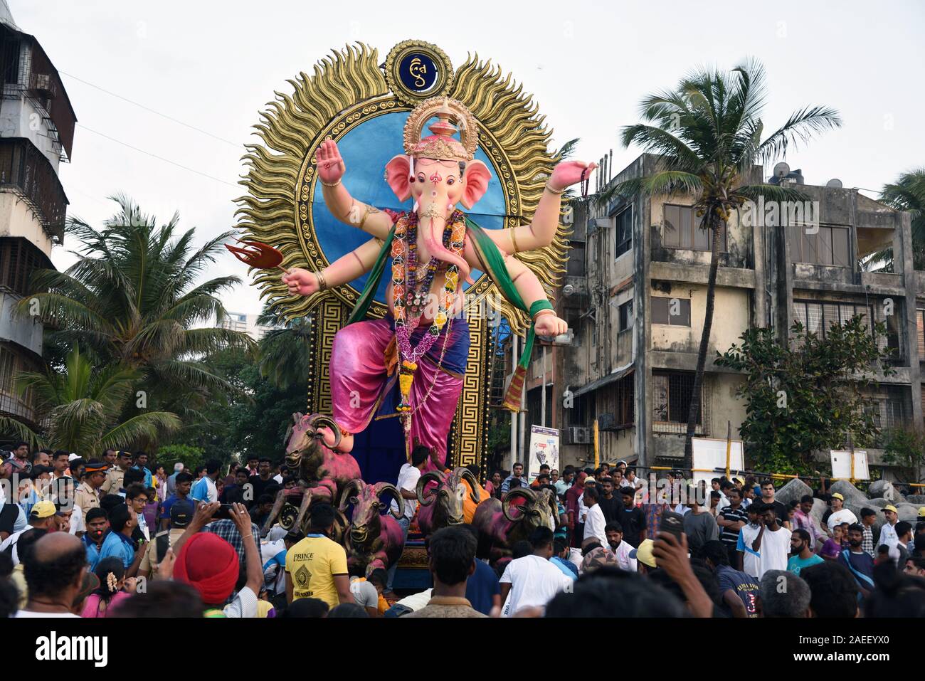 Seigneur Ganesha, procession, Dadar Mumbai, Maharashtra, Inde, Asie Banque D'Images Seigneur Ganesha, procession, Dadar Mumbai, Maharashtra, Inde, Asie Banque D'Images