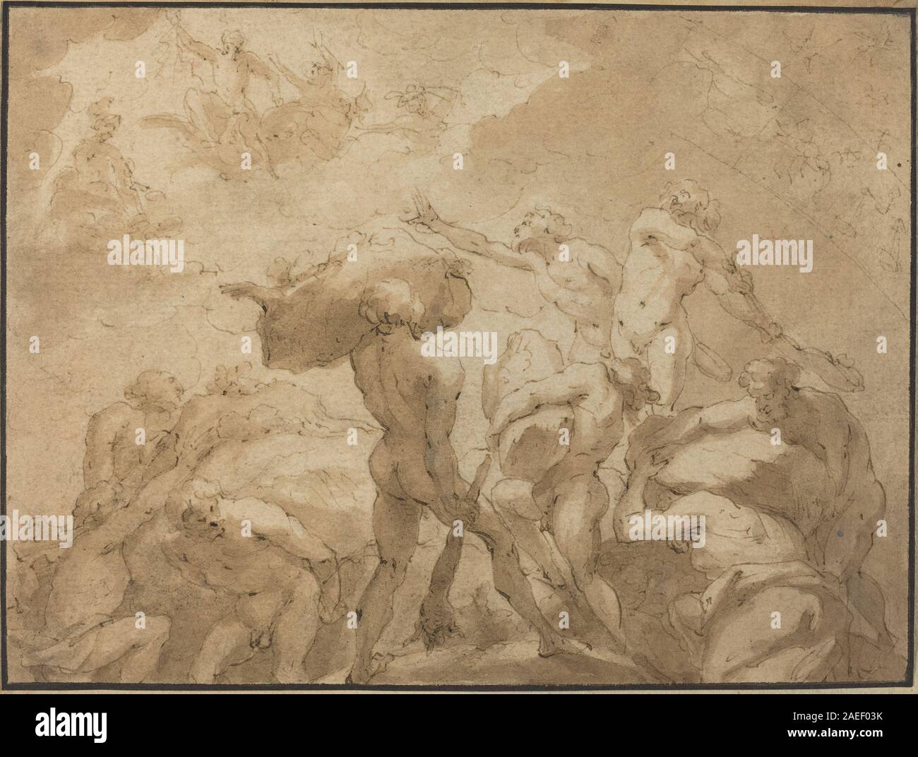 Jan Luyken, Bataille des dieux et des géants du Mont Olympe et le Mont Othrys Bataille des dieux et des géants du Mont Olympe et le Mont Othrys Banque D'Images