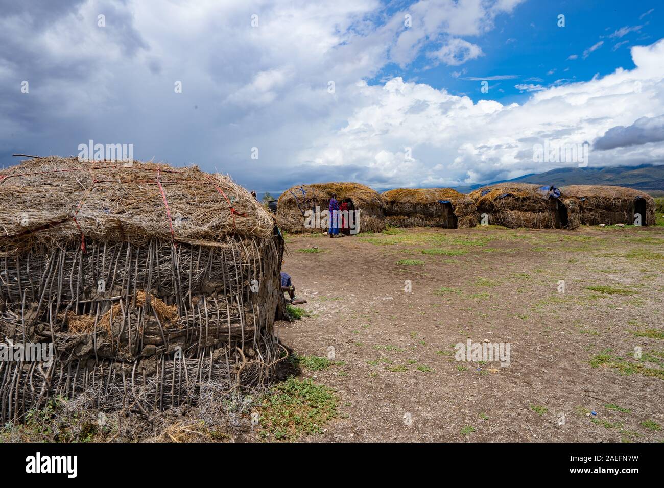 Village de la tribu Masai Banque D'Images