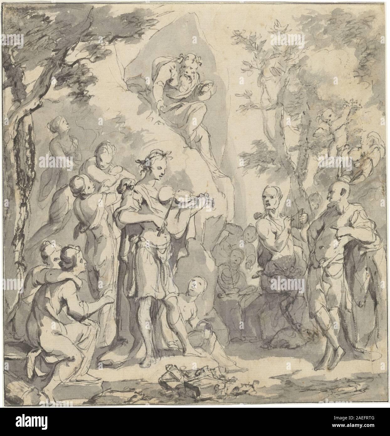 Spillenberger Johann, le concours entre Apollon et Pan avant que le roi Midas, c 1670 Le concours entre Apollon et Pan avant le roi Midas ; années 1670 date Banque D'Images
