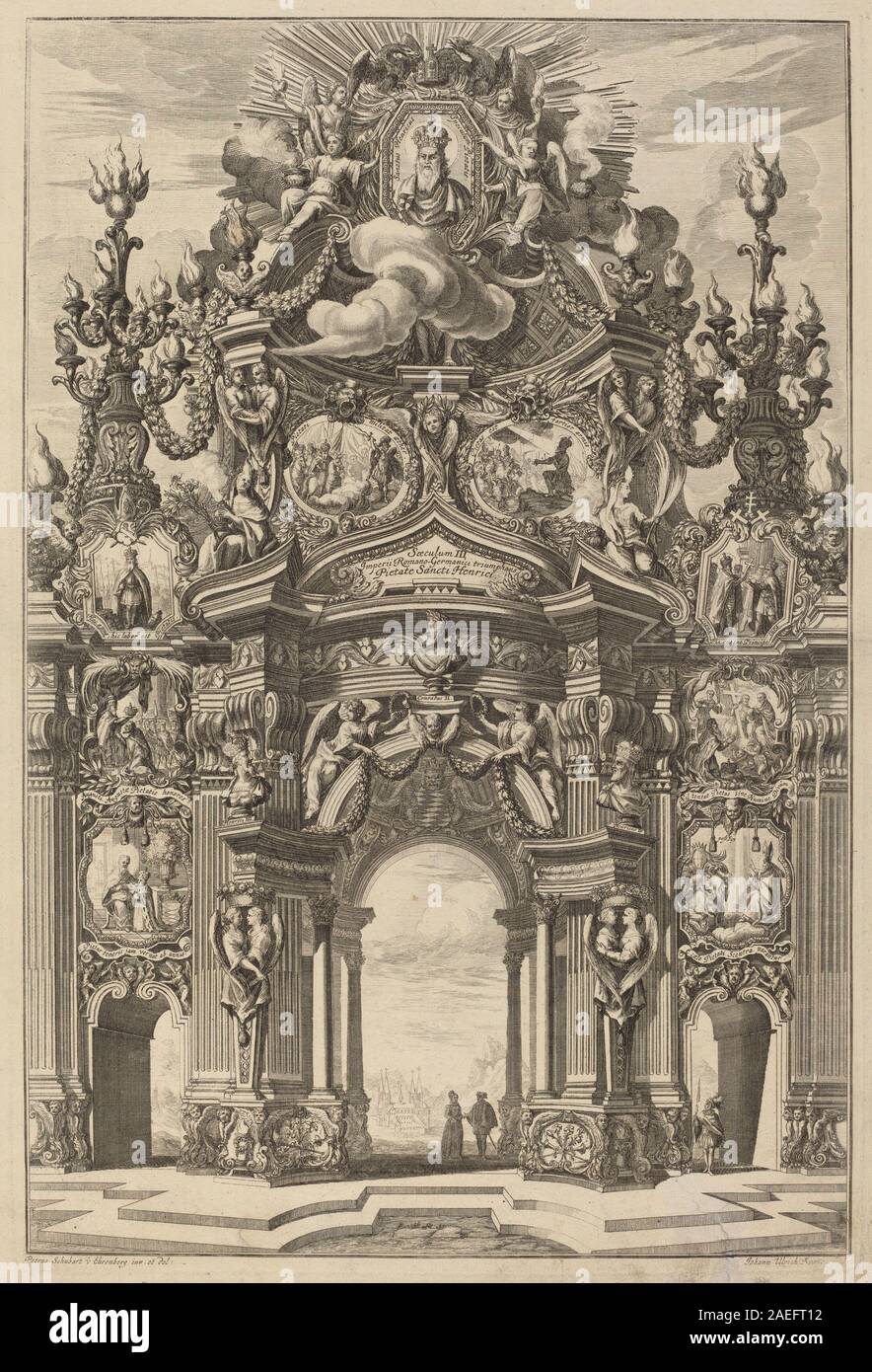 Johann Ulrich Kraus, après Peter Schubert von Ehrenberg, de Triomphe de Henry II, 1725 arc triomphal pour Henry II ; 1725date Banque D'Images