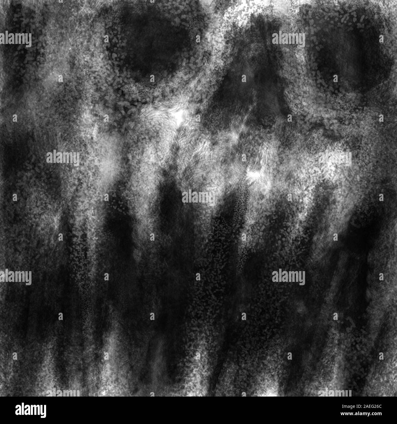 Le mal de crâne démon avec bouche ouverte. Illustration noir et blanc à genre d'horreur avec du charbon et de l'effet du bruit. Banque D'Images