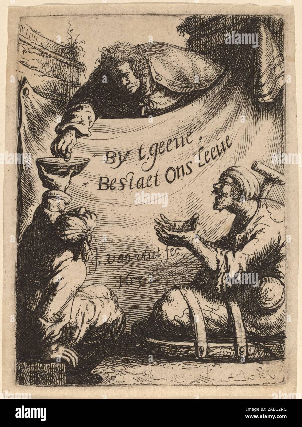 Johannes van Vliet, Page de titre - Deux nuit à recevoir l'Aumône, 1632 Page de titre : Deux nuit à la réception de l'aumône ; 1632date Banque D'Images