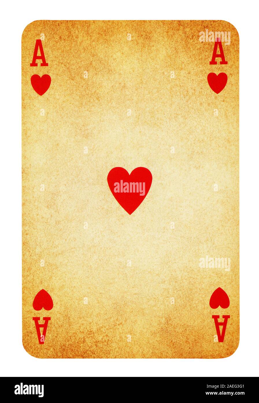 Ace of Hearts Vintage playing card isolé sur blanc (chemin inclus) Banque D'Images