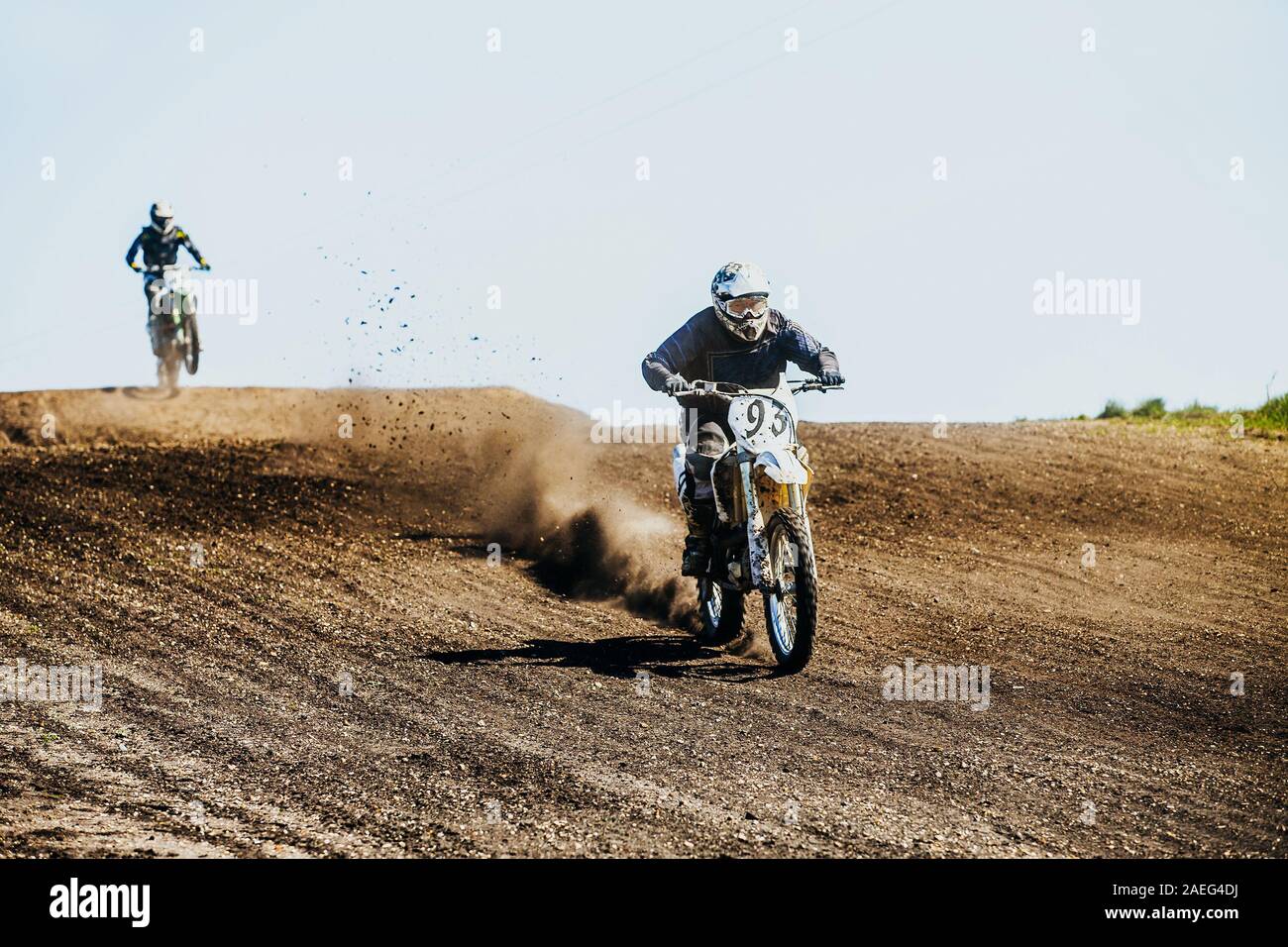 Sport motocross trail dans la compétition de motocross Banque D'Images