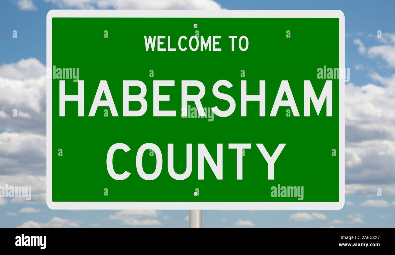 Rendu d'une autoroute verte 3d signe pour Habersham Comté Banque D'Images