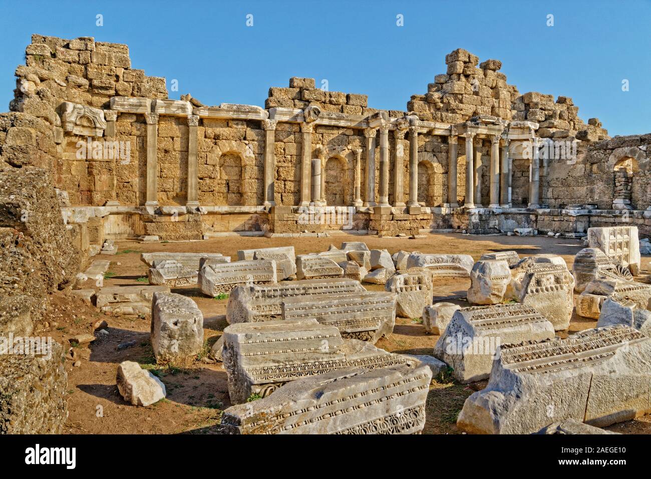 Agora d'état ruines à côté, Province d''Antalya, Turquie. Banque D'Images
