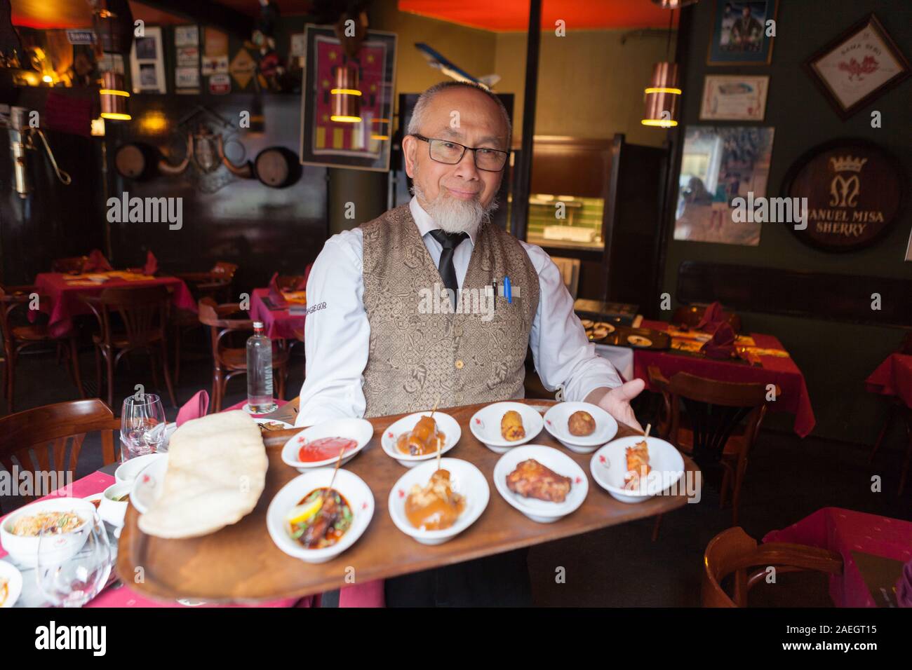 Rijstafel Au Restaurant Indonésien Sama Sebo, Amsterdam, Pays-Bas Banque D'Images