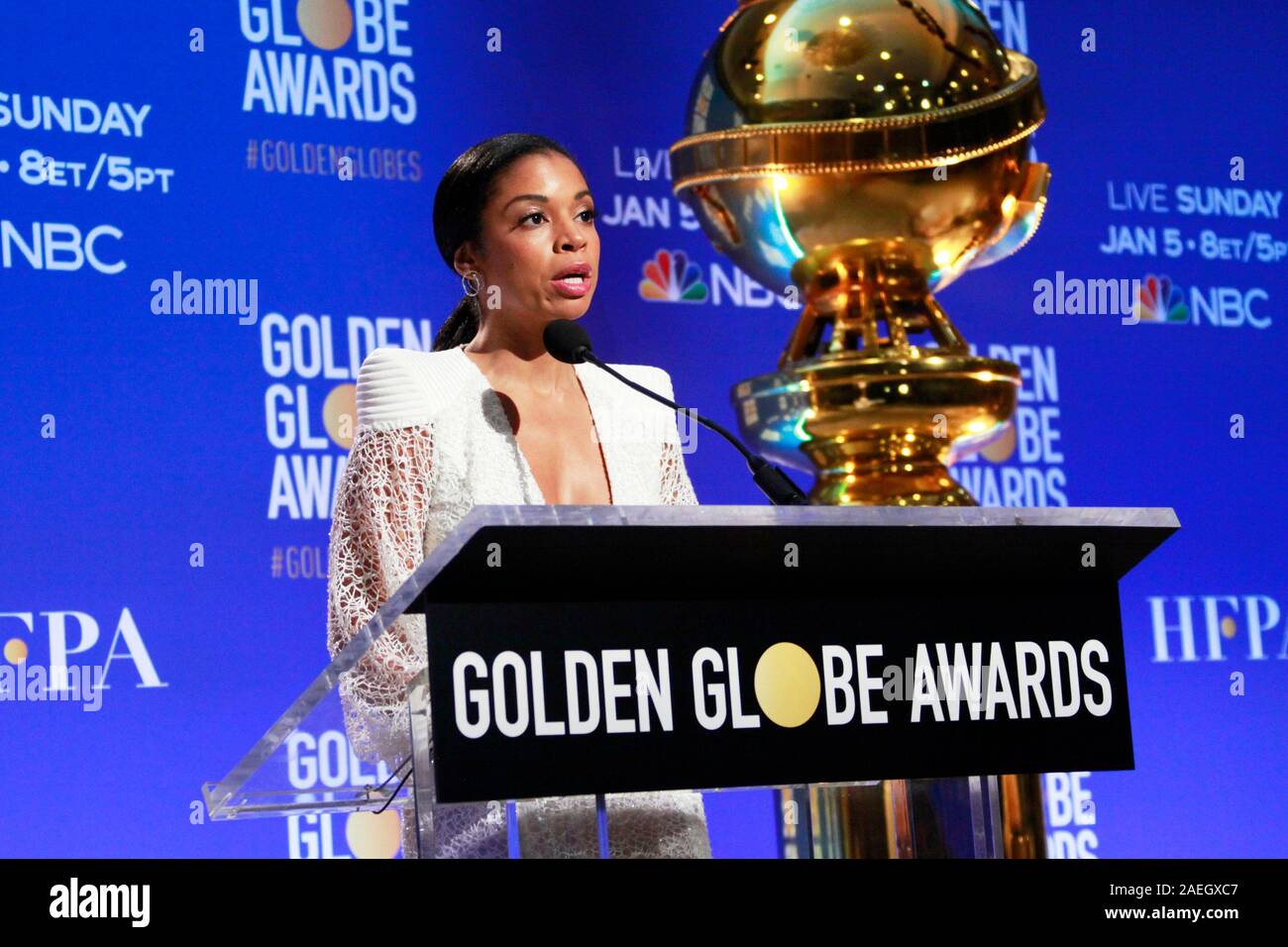 Los Angeles, CA - 09 DÉCEMBRE : Susan Kelechi Watson assiste à la 77e assemblée annuelle Golden Globe Awards au Beverly Hilton annonce sur Décembre 09, 2019 à Beverly Hills, Californie. Photo : CraSH/imageSPACE/MediaPunch Banque D'Images