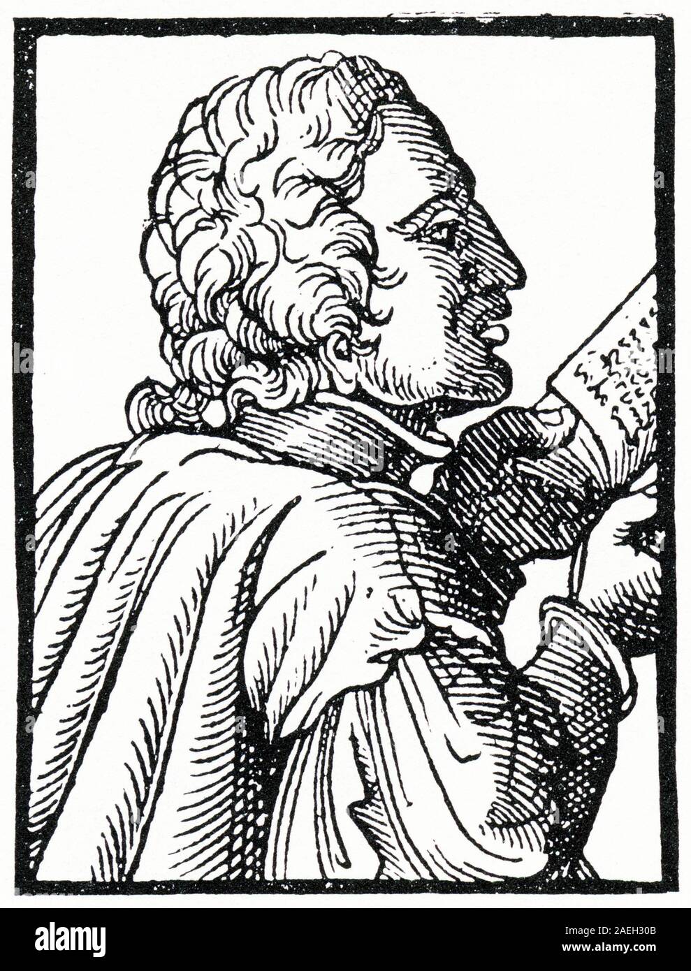 Gravure de Johannes Tauler OP (ch. 1300 - 1361), mystique allemand prédicateur et théologien catholique. Un disciple de Maître Eckhart, il appartenait à l'ordre dominicain. Tauler a été connu comme l'un des plus importants des mystiques rhénans. Banque D'Images