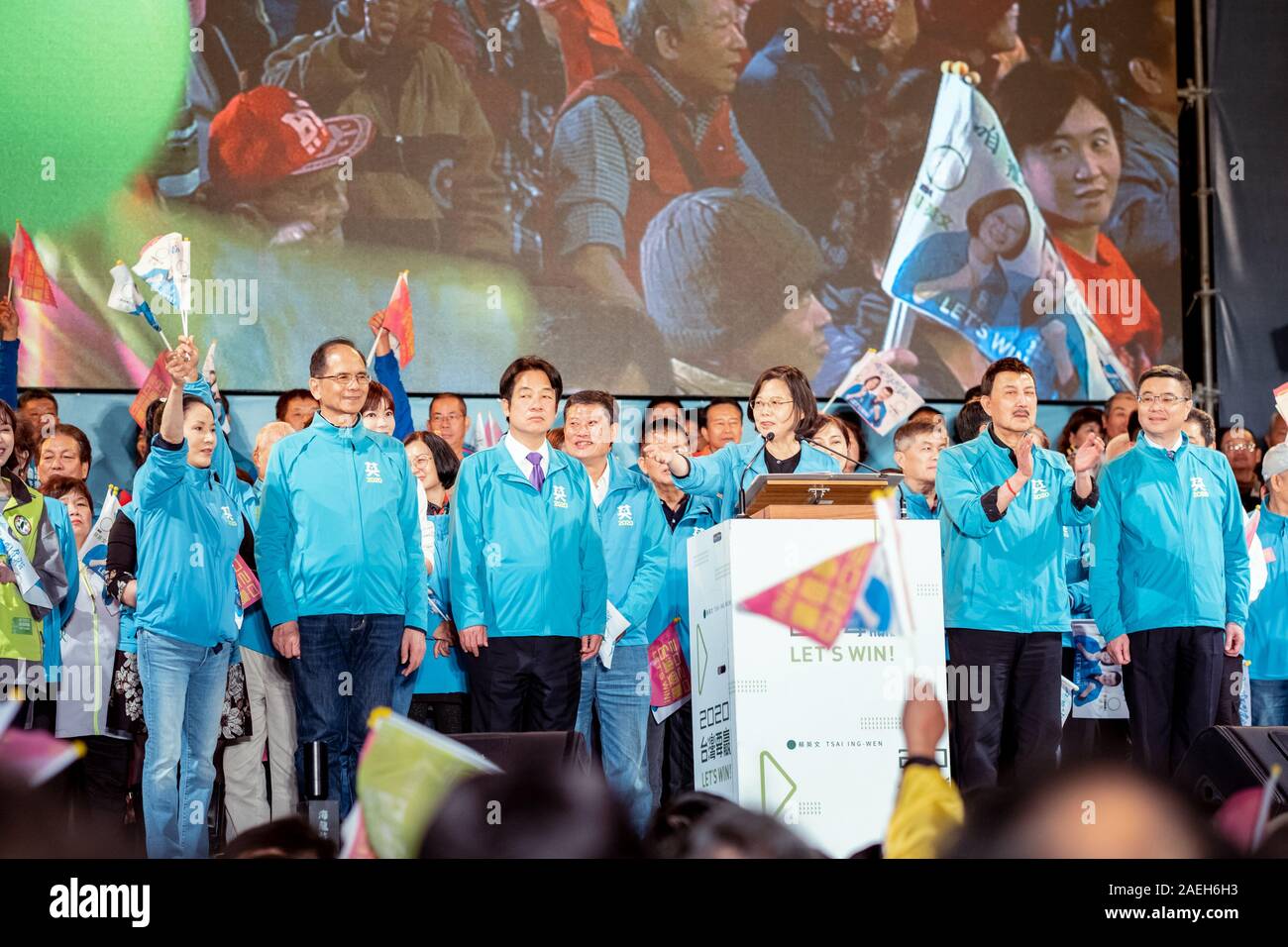 Élection 2020 Taiwan : Gagnez de Taïwan. Le président candidat Tsai Ing-Wen à Taipei Sancheong réunion. Avec elle, le candidat à l'élection législative, Yu Tian Banque D'Images