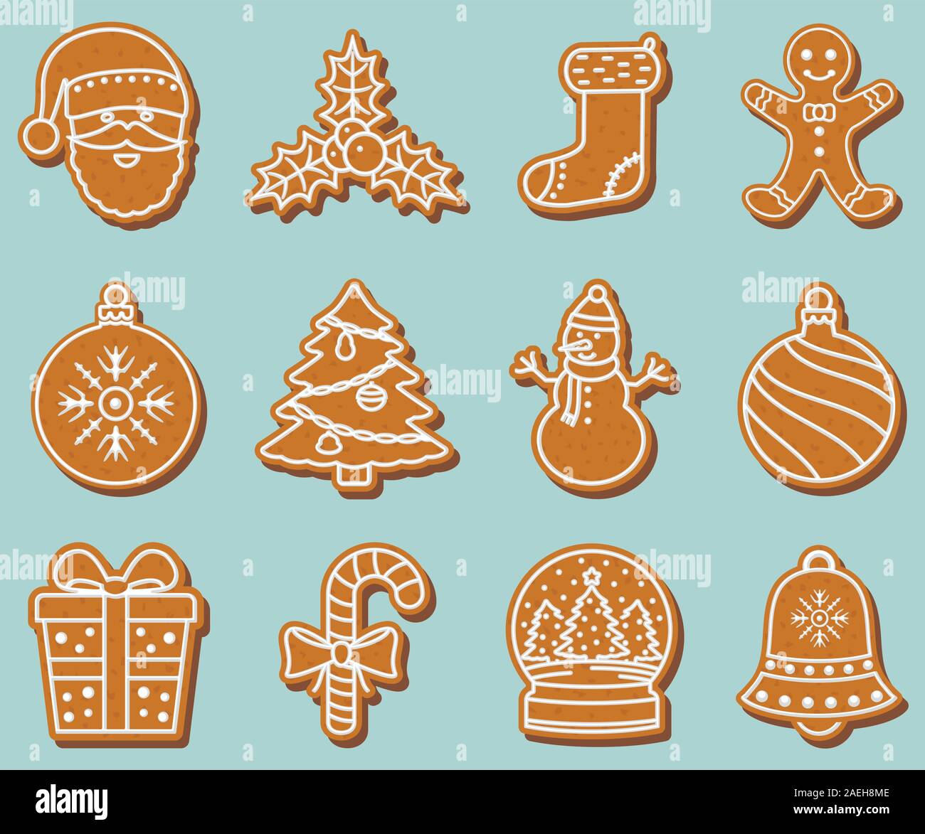 Ensemble de Noël Gingerbread Cookies Illustration de Vecteur