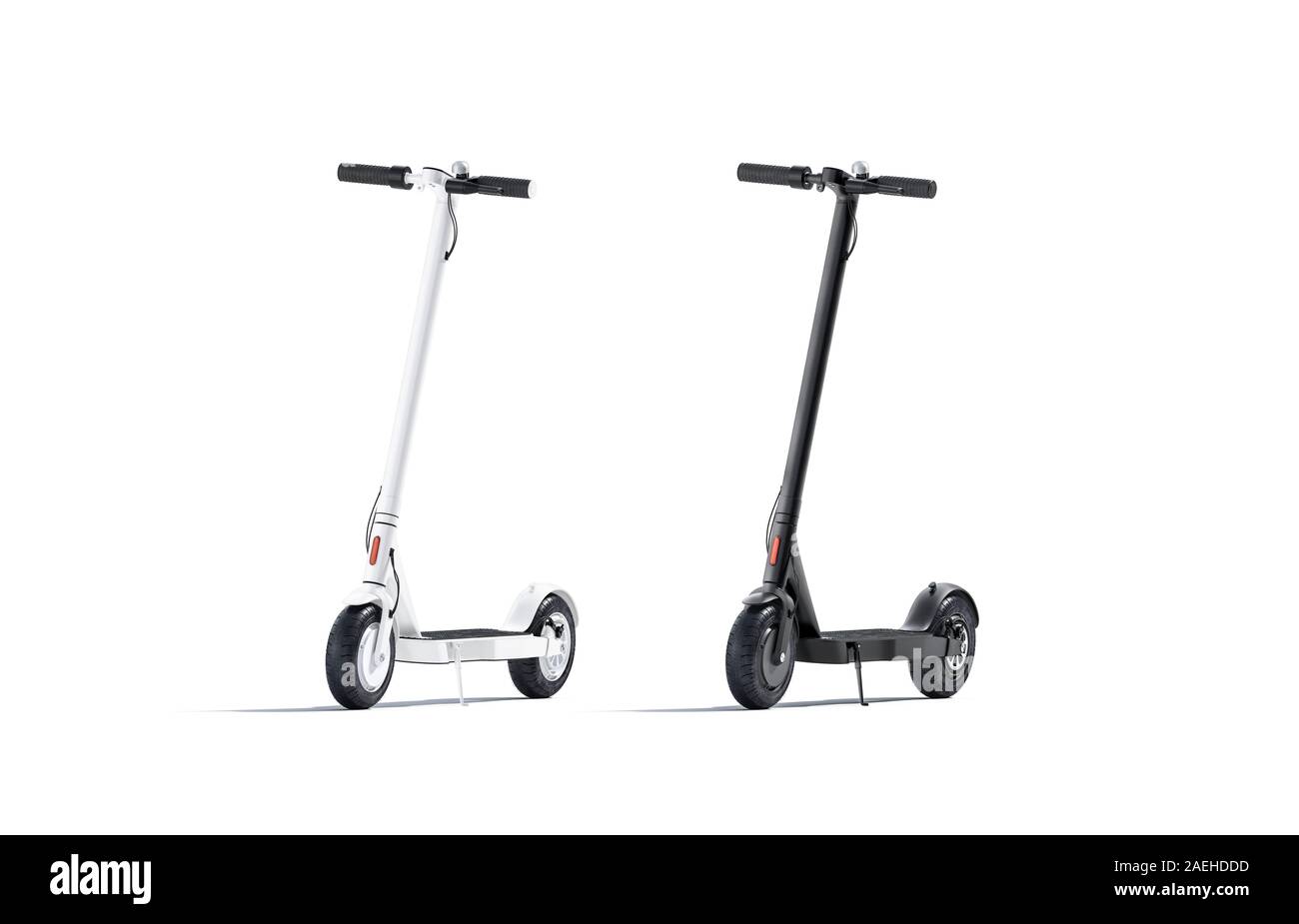 Maquette de scooter électrique noir et blanc vierge, vue avant Banque D'Images