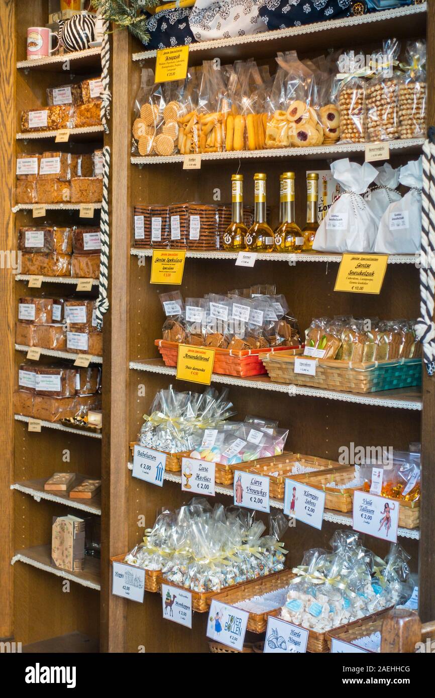 Sweet Shop / magasin de bonbons vente de spécialités belges et des bonbons typiques de la ville de Gand Gand, Flandre orientale, Belgique Banque D'Images