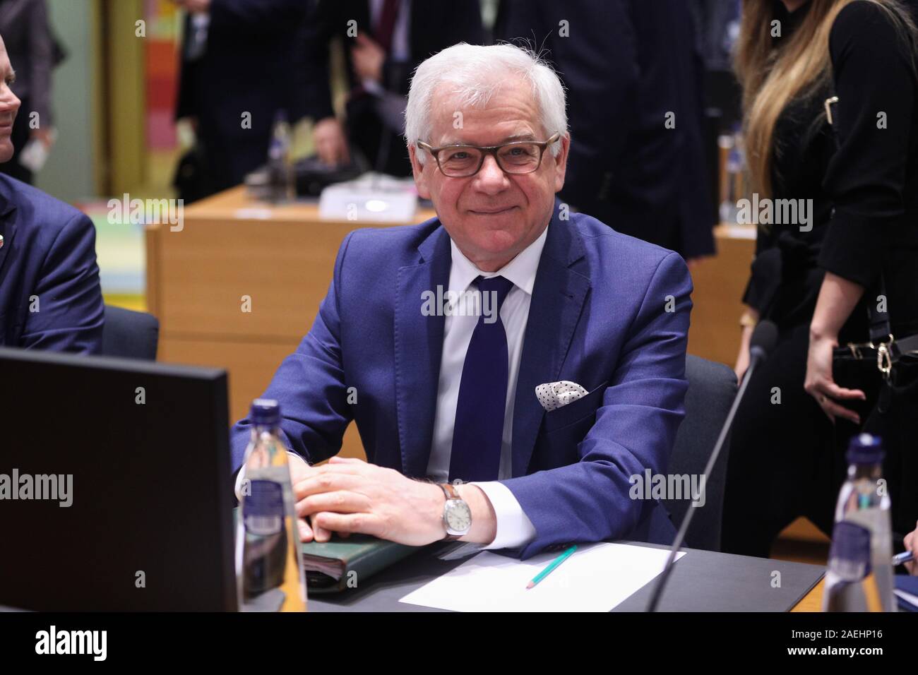 Bruxelles, Belgique. 9Th Mar, 2019. Le Ministre des affaires étrangères de Pologne Jacek Czaputowicz assiste à la réunion du Conseil des affaires étrangères de l'UE à l'Union européenne siège à Bruxelles, Belgique, le 9 décembre 2019. La réunion du Conseil des affaires étrangères de l'UE s'est tenue lundi à Bruxelles. Credit : Zheng Huansong/Xinhua/Alamy Live News Banque D'Images