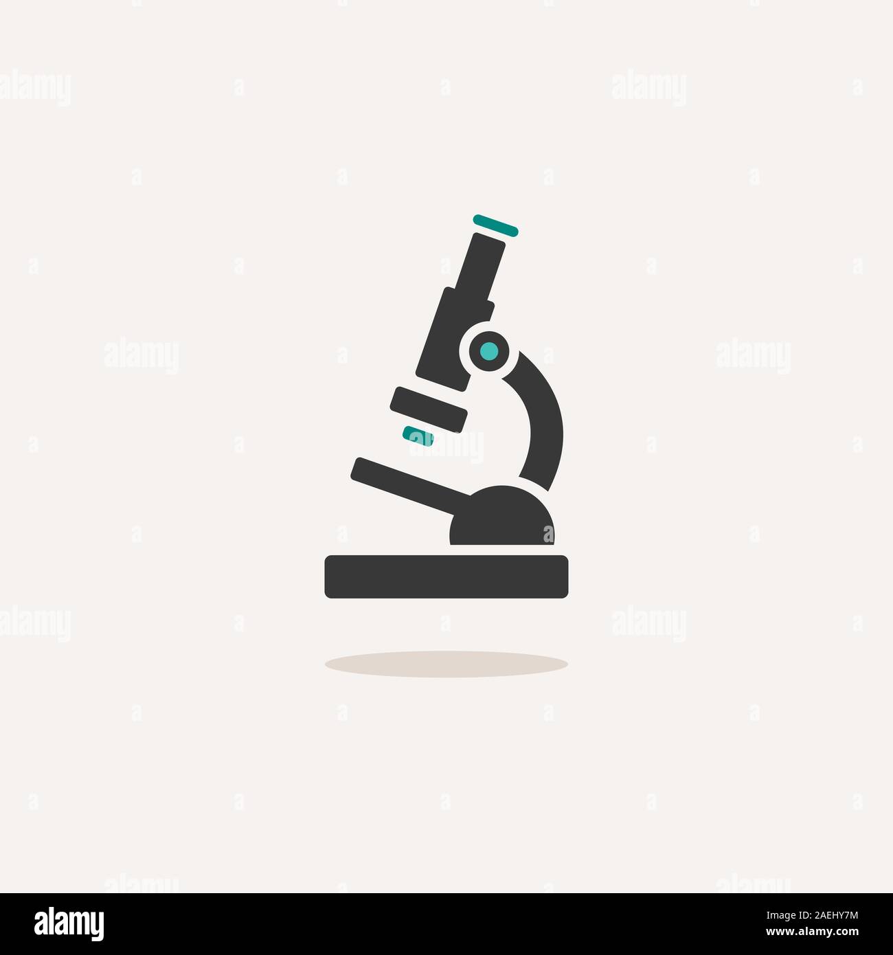 Microscope. Icône avec ombre sur un fond beige. Pharmacy télévision vector illustration Illustration de Vecteur