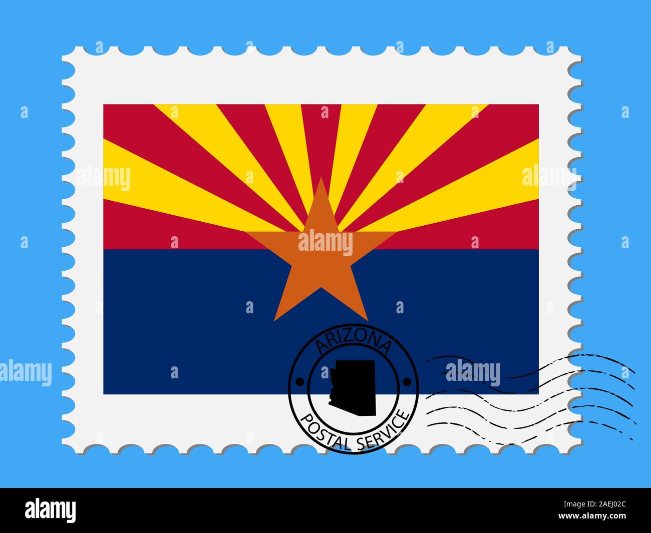 L'état américain de l'Arizona drapeau avec timbre-poste Vector illustration EPS 10. Illustration de Vecteur