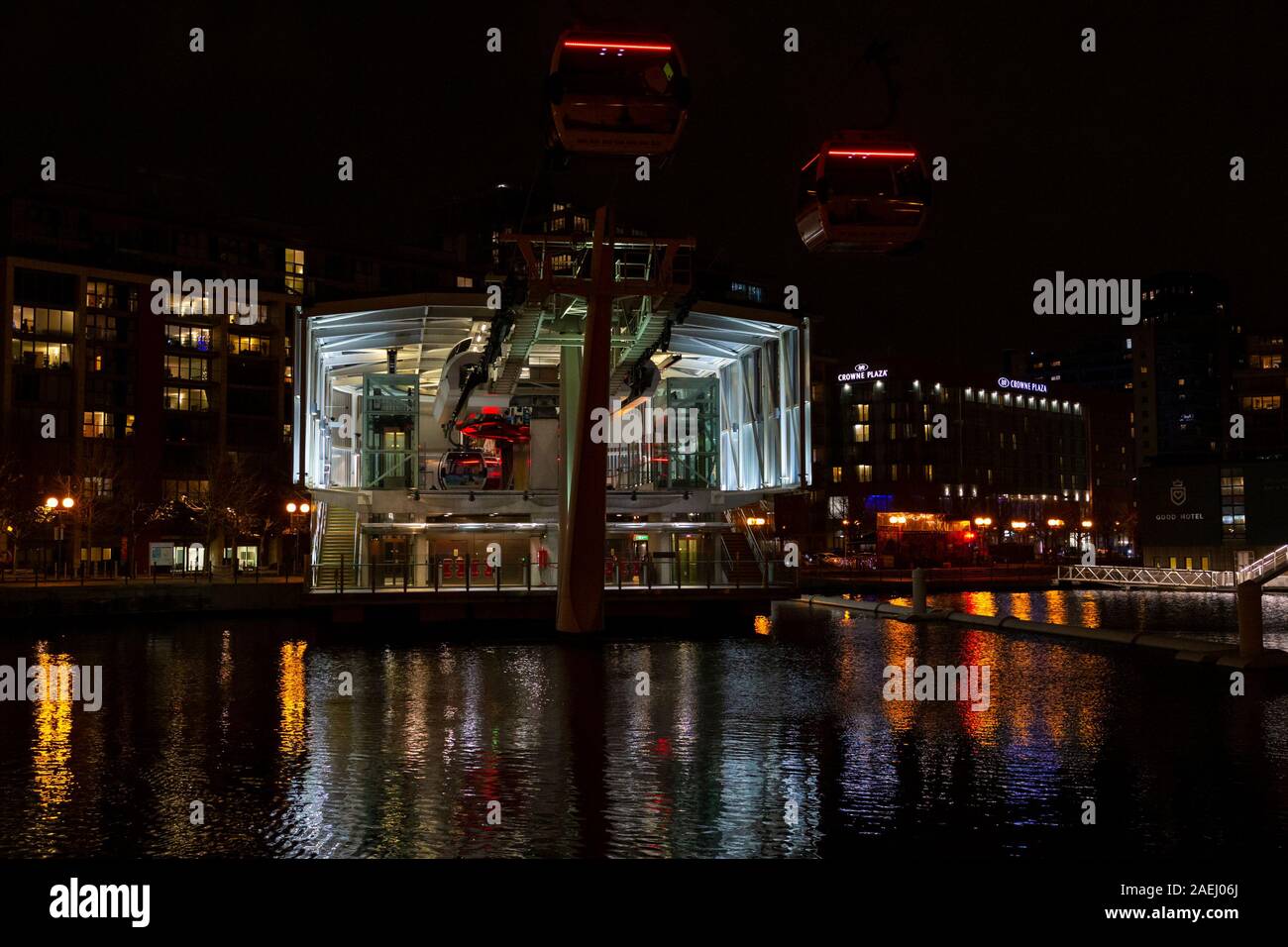 Londres la nuit, unis, Emirates Air line Royal Docks, London, UK Banque D'Images